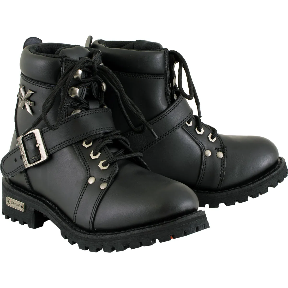 Xelement 2469 Women's Black Advanced Lace Up Motorcycle Biker Boots