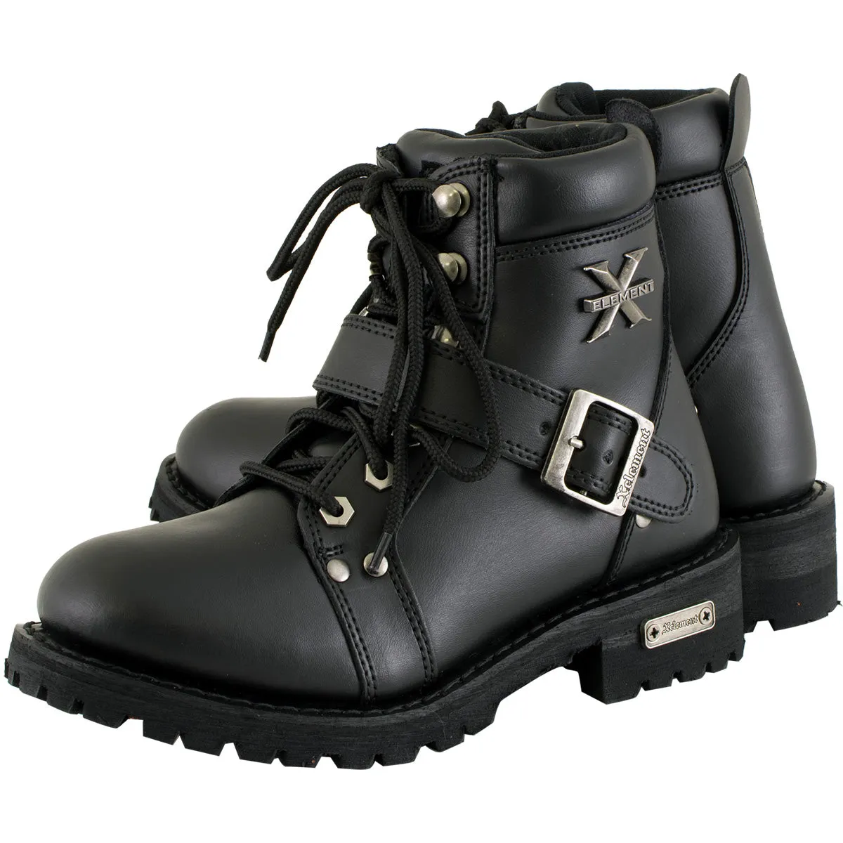 Xelement 2469 Women's Black Advanced Lace Up Motorcycle Biker Boots