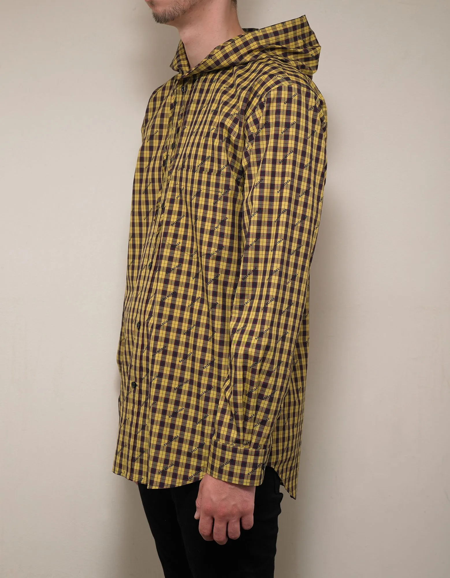 Yellow Logo Hooded Shirt