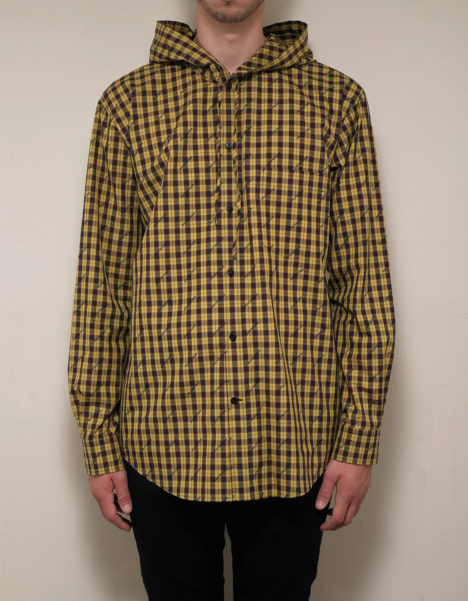 Yellow Logo Hooded Shirt